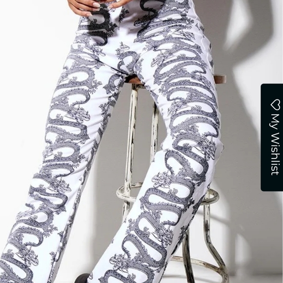 MOTEL high waist jeans with dragons Small - Picture 4 of 11